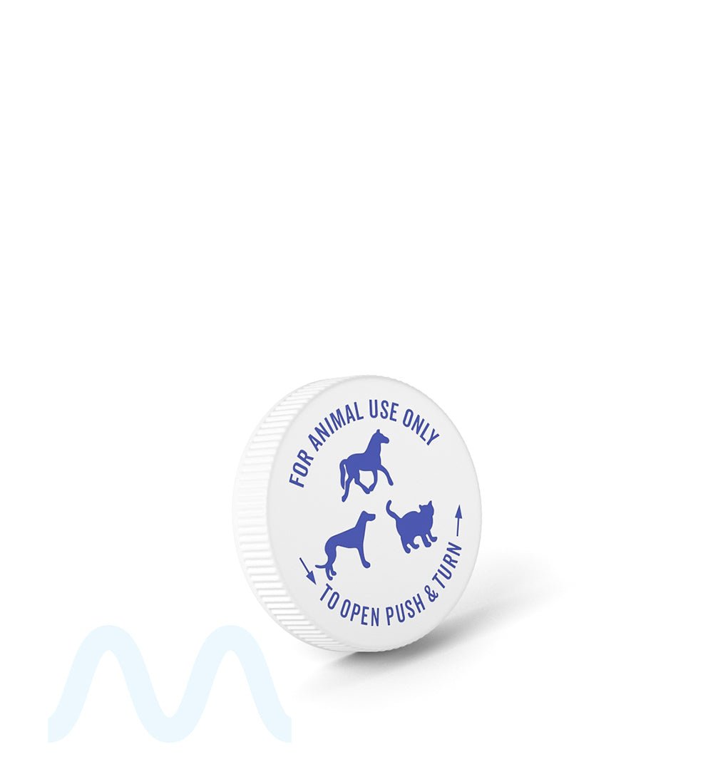 Child Resistant | Transparent Blue Veterinary Push Down & Turn Cap Vial | 30dr - 200 Count - 12