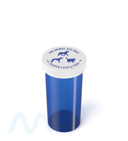 Child Resistant | Transparent Blue Veterinary Push Down & Turn Cap Vial | 40dr - 180 Count - 1