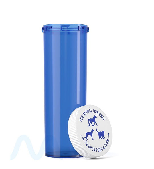 Child Resistant | Transparent Blue Veterinary Push Down & Turn Cap Vial | 60dr - 110 Count - 5