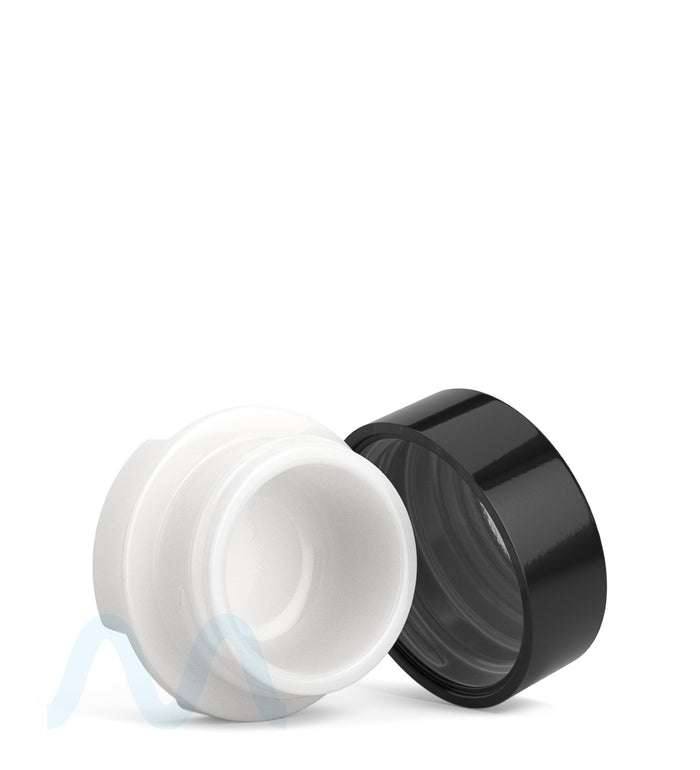 GROW PACK SUPPLY Child Resistant White Glass GPS Easy-Grip Concentrate Containers and Glossy Black Cap | 28mm - 9mL | Sample Image