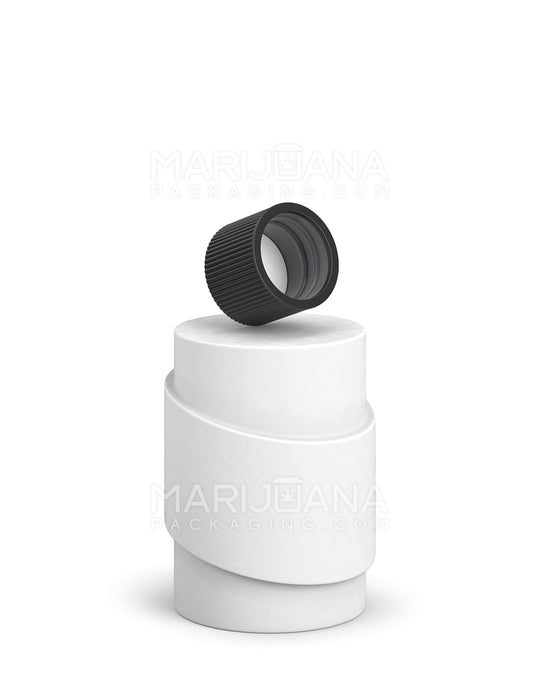 Child Resistant | Ribbed Push Down & Turn Plastic Caps w/ Foam Liner | 18mm - Matte Black - 400 Count