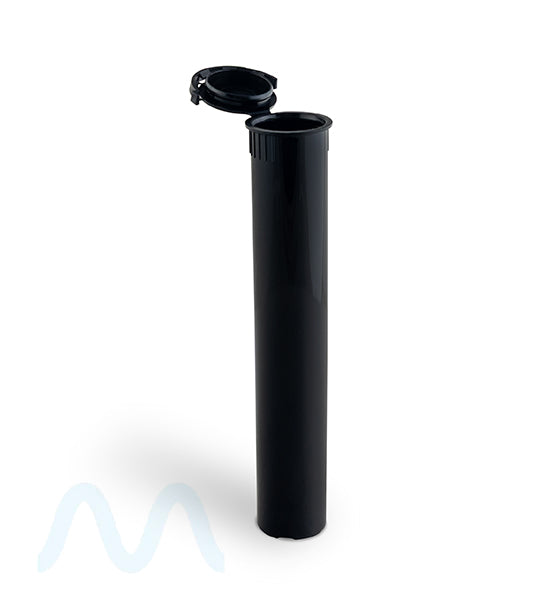 Child Resistant & Tamper Evident | Pop Top Plastic Pre-Roll Tubes | 116mm - Black - Sample