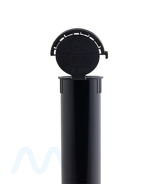 Child Resistant & Tamper Evident | Pop Top Plastic Pre-Roll Tubes | 116mm - Black - 1000 Count - 2