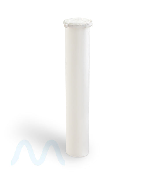 Child Resistant & Tamper Evident | Pop Top Plastic Pre-Roll Tubes | 116mm - White - 1000