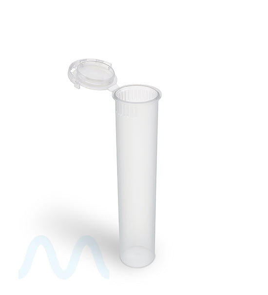 Child Resistant & Tamper Evident | Pop Top PCR Plastic Pre-Roll Tubes | 90mm - Clear - Sample