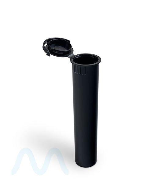 Child Resistant & Tamper Evident | Pop Top Plastic Pre-Roll Tubes | 90mm - Black - Sample