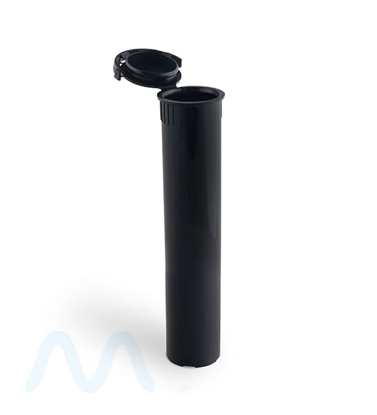 Child Resistant & Tamper Evident | Pop Top Plastic Pre-Roll Tubes | 98mm - Black - Sample