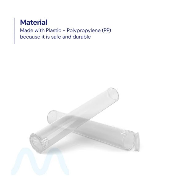 Child Resistant | King Size Pop Top Plastic Pre - Roll Tubes | 116mm - Clear - 1000 Count - 6