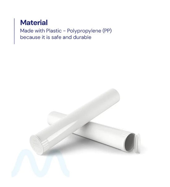 Child Resistant | King Size Pop Top Opaque Plastic Pre - Roll Tubes | 116mm - White - 1000 Count - 6
