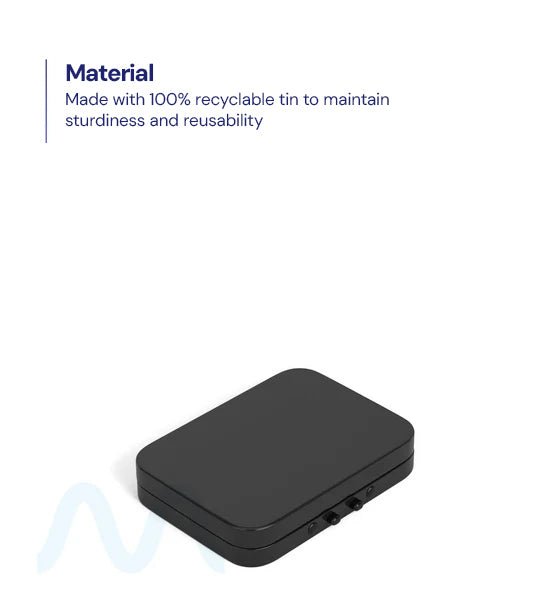 Child Resistant & Sustainable | Hinged - Lid Mini Pre - Rolls Box | 80mm x 58mm - Black Tin - 100 Count - 4