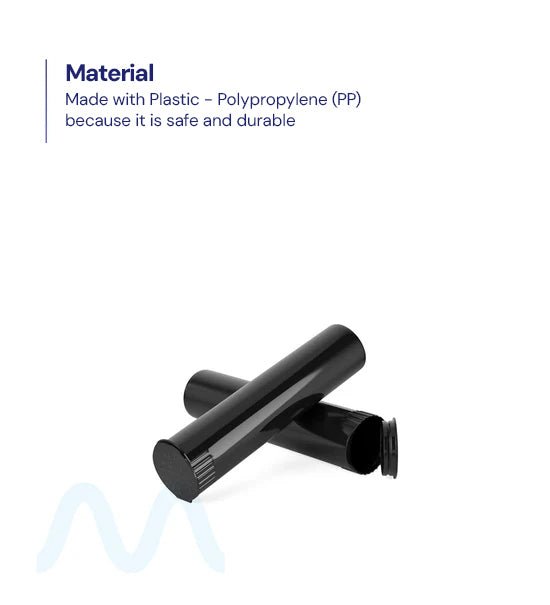 Child Resistant | Pop Top Opaque Plastic Pre - Roll Tubes | 80mm - Black - 1000 Count - 8