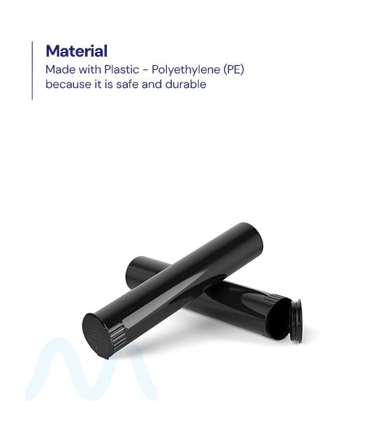 Child Resistant | Pop Top Opaque Plastic Pre - Roll Tubes (Open) | 98mm - Black - 1000 Count - 8
