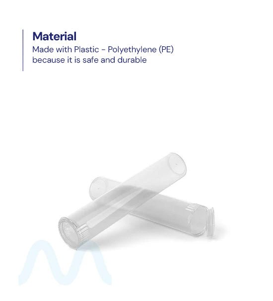 Child Resistant | Pop Top Plastic Pre - Roll Tubes (Open) | 98mm - Clear - 1000 Count - 8
