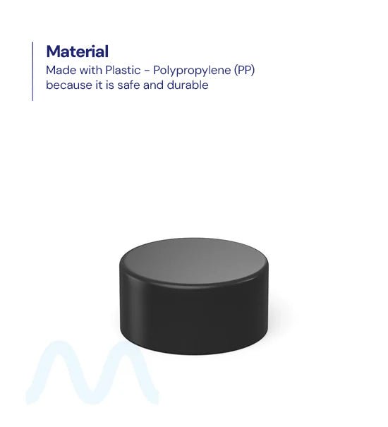 Child Resistant | Smooth Push Down & Turn Plastic PCR Caps w/ Foil Liner | 28mm - Matte Black - 504 Count - 1