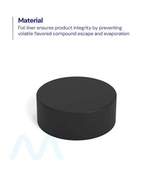 Child Resistant | Smooth Push Down & Turn Plastic PCR Caps w/ Foil Liner | 38mm - Matte Black - 320 Count