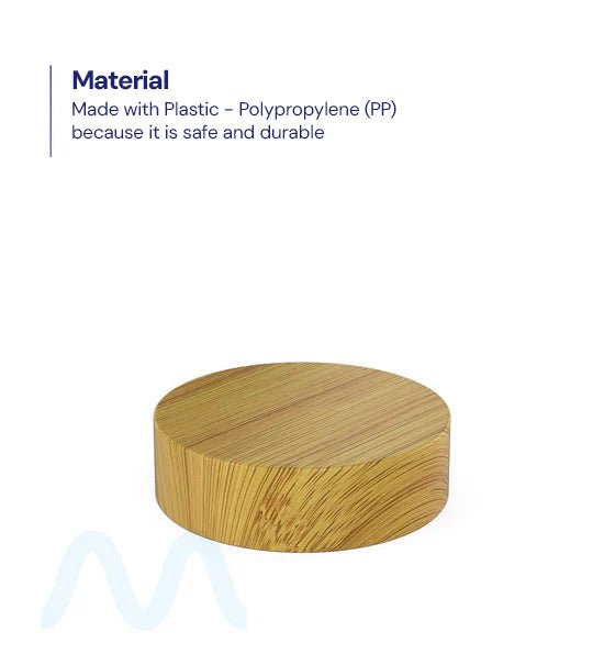 Child Resistant | Flat Push Down & Turn Plastic PCR Caps w/ Foam Liner | 53mm - Bamboo Wood - 120 Count - 1