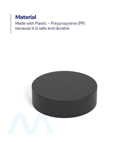 Child Resistant | Flat Push Down & Turn Plastic PCR Caps w/ Foam Liner | 53mm - Matte Black - 120 Count - 1