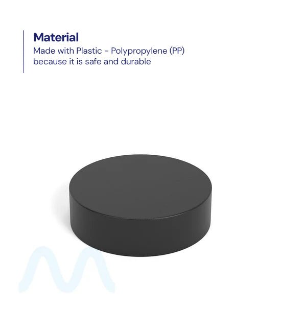 Child Resistant | Flat Push Down & Turn Plastic PCR Caps w/ Foam Liner | 53mm - Matte Black - 120 Count - 1