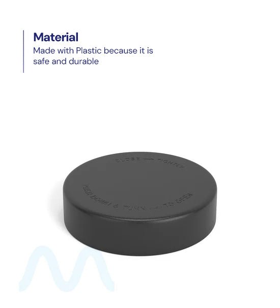 Child Resistant | Smooth Push Down & Turn Plastic PCR Caps w/ Foam Liner | 57mm - Semi Gloss Black - 72 Count - 1
