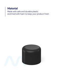 Child Resistant | Dome Push Down & Turn Plastic PCR Caps w/ Foam Liner | 18mm - Matte Black - 400 Count