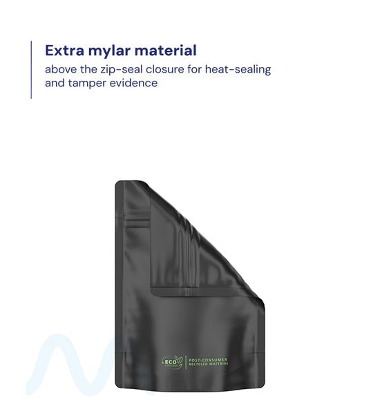 Tamper Evident | Matte Black PCR Mylar Bags (No Tear Notch) | 3.7in x 5in - 3.5g - 1000 Count - 2