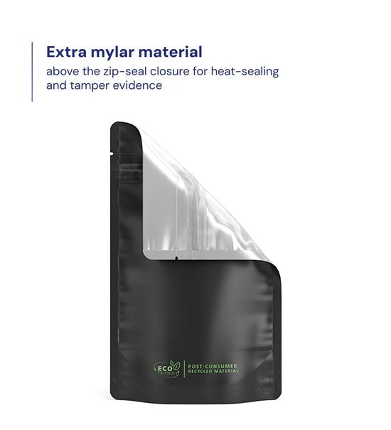 Tamper Evident | Matte Black Vista PCR Mylar Bags (Tear Notch) | 4in x 6.5in - 7g - 1000 Count - 3