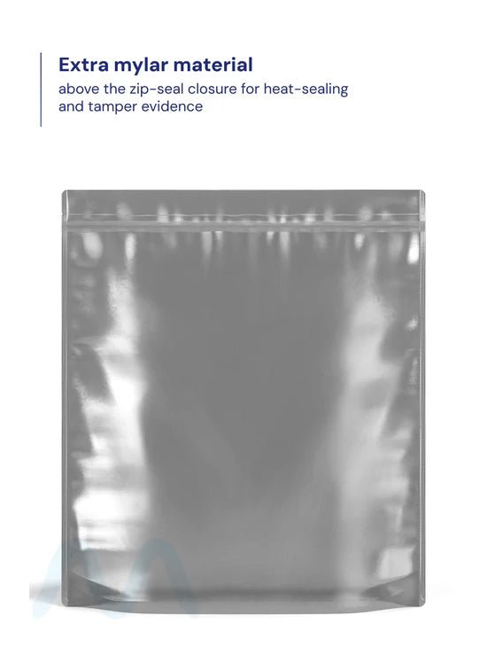 Tamper Evident | Matte Black Vista PCR Mylar Bags (Tear Notch) | 14.6in x 16.4in - 448g - 100 Count - 2