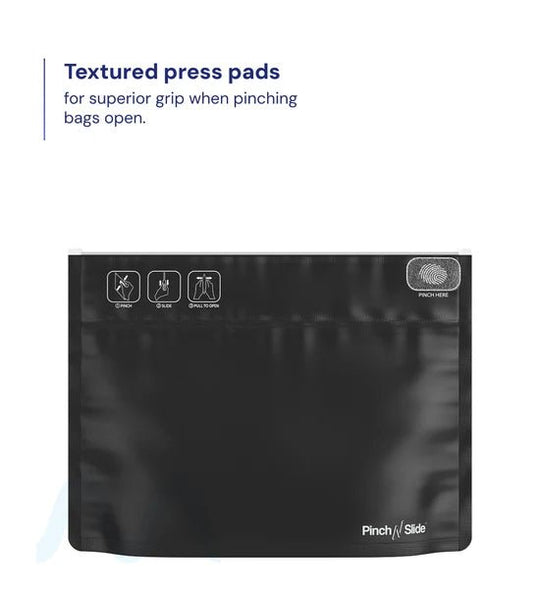 Child Resistant | Pinch N Slide ASTM Matte Black PCR Mylar Exit Bags | 12in x 9in - 56g - 250 Count - 1