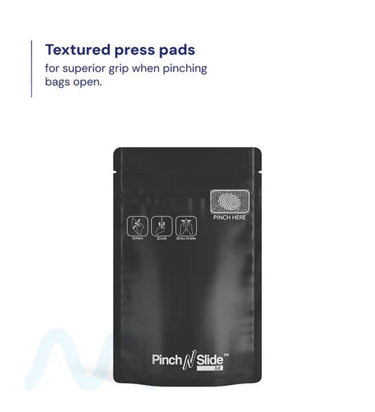 Child Resistant & Tamper Evident | Pinch N Slide 3.0 Matte Black PCR Mylar Bags | 3.6in x 5.7in - 3.5g - 250 Count - 1