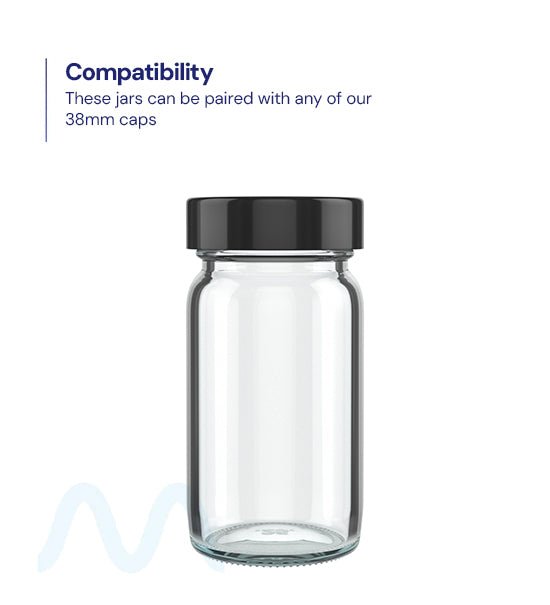 Wide Mouth Straight Sided Clear Glass Jars for Pre - Rolls | 38mm - 2oz - 160 Count - 4