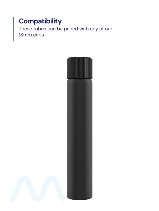 Matte Black Glass Pre - Roll Tubes | 18mm - 115mm - 400 Count - 3