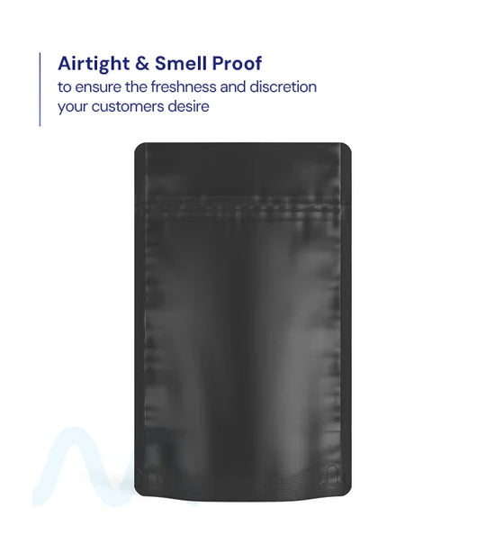 Tamper Evident | Matte Black Mylar Bags (No Tear Notch) | 4in x 6.5in - 7g - 1000 Count