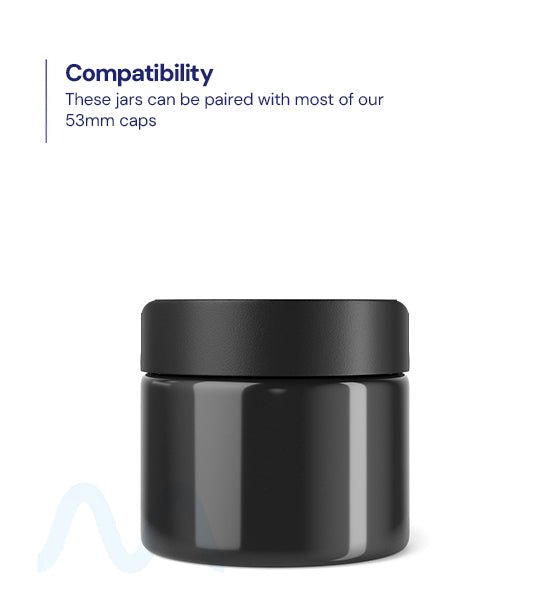 Straight Sided Black Plastic PCR Jars | 53mm - 3oz - 100 Count - 3