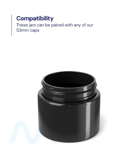 Straight Sided Black Plastic PCR Jars | 53mm - 3oz - 100 Count - 2