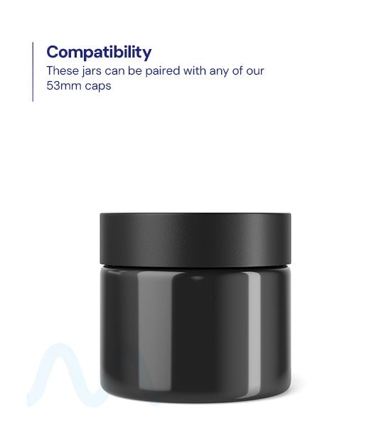 Straight Sided Black Plastic PCR Jars | 53mm - 3oz - 100 Count - 3