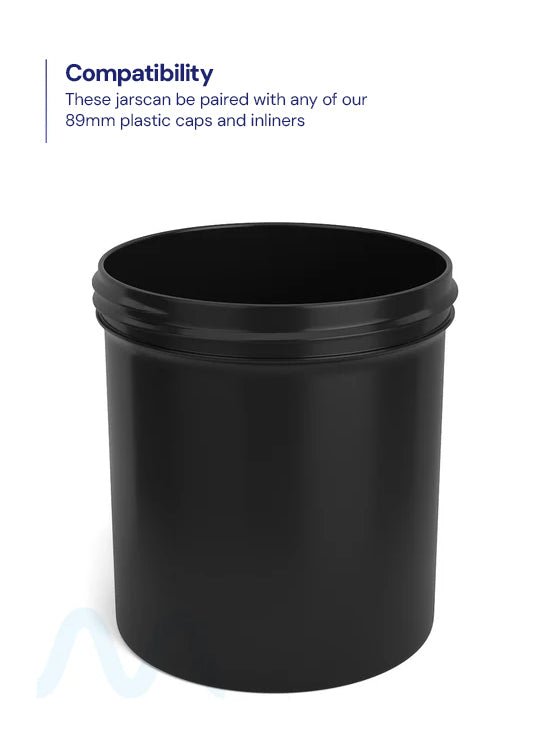 Wide Mouth Straight Sided Black Plastic Jars | 89mm - 16oz - 205 Count - 3