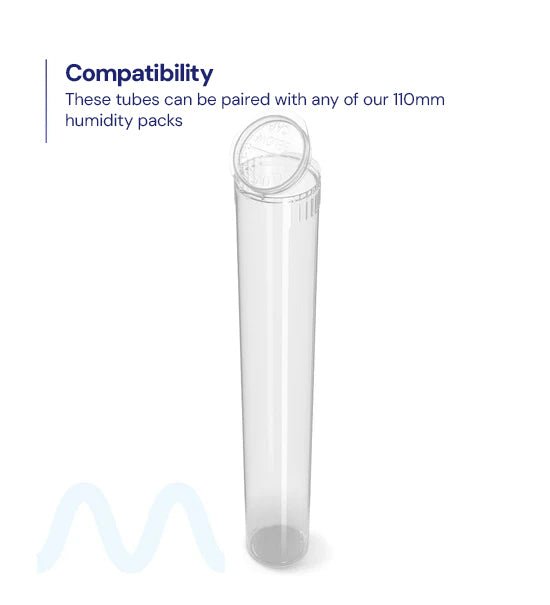 Child Resistant | King Size Pop Top Plastic Pre - Roll Tubes | 116mm - Clear - 1000 Count - 7