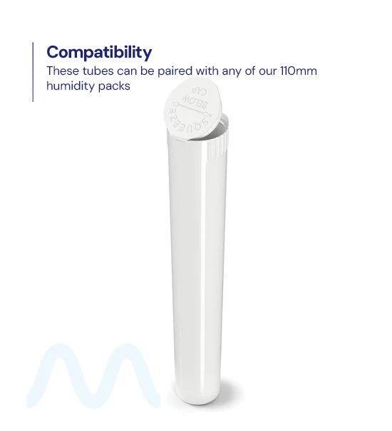 Child Resistant | King Size Pop Top Opaque Plastic Pre - Roll Tubes | 116mm - White - 1000 Count - 3