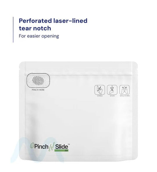 Child Resistant & Tamper Evident | Pinch N Slide 3.0 Matte Black PCR Mylar Exit Bags | 8in x 6.7in - 28g - 250 Count - 1