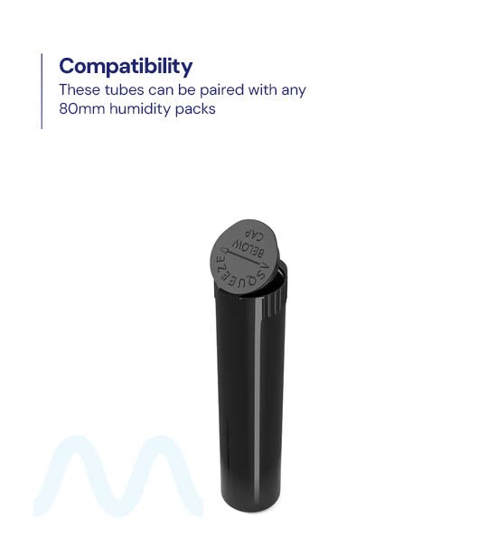 Child Resistant | Pop Top Opaque Plastic Pre - Roll Tubes | 80mm - Black - 1000 Count - 3