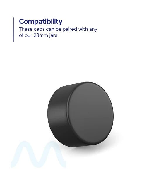 Child Resistant | Smooth Push Down & Turn Plastic PCR Caps w/ Foil Liner | 28mm - Matte Black - 504 Count - 4