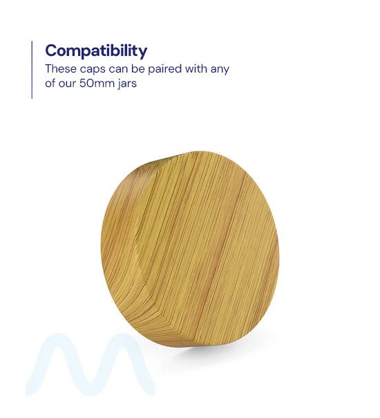Child Resistant | Flat Push Down & Turn Plastic PCR Caps w/ Foam Liner | 53mm - Bamboo Wood - 120 Count - 3