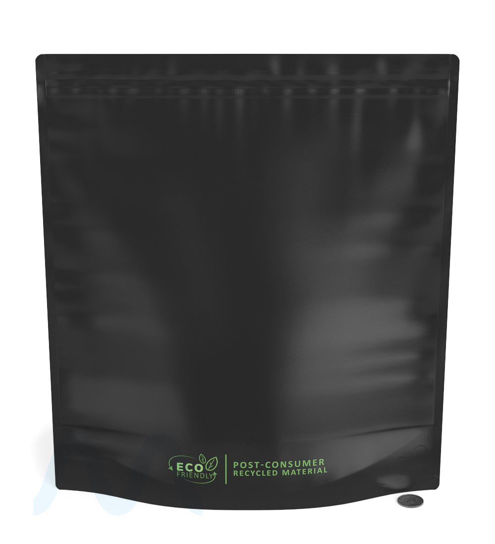 Tamper Evident | Matte Black Mylar PCR Bags (No Tear Notch) | 14.6in x 16.4in - 448g - 100 Count - 5