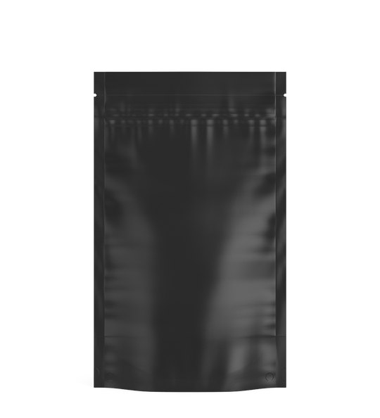 Tamper Evident | Matte Black Vista Mylar Bags (Tear Notch) | 5in x 8.1in - 14g - 1000 Count - 1