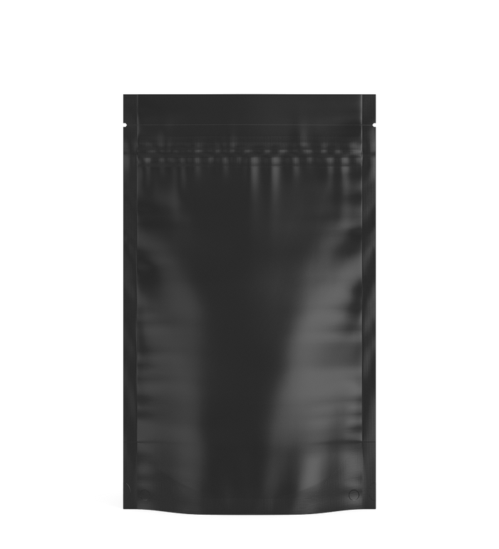 Tamper Evident | Matte Black Vista Mylar Bags (Tear Notch) | 5in x 8.1in - 14g - 1000 Count Image