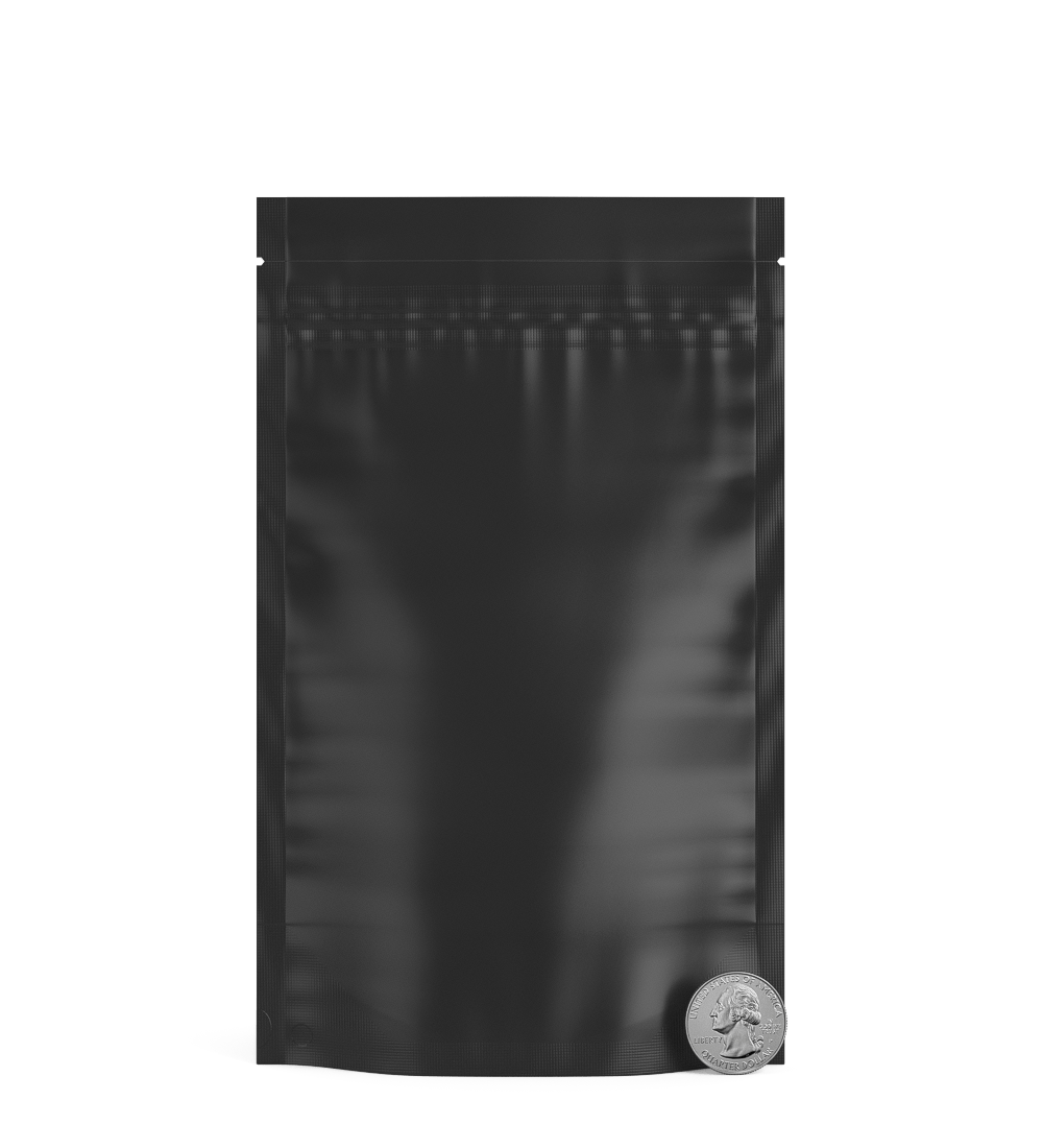 Tamper Evident | Matte Black Vista Mylar Bags (Tear Notch) | 5in x 8.1in - 14g - 1000 Count - 6