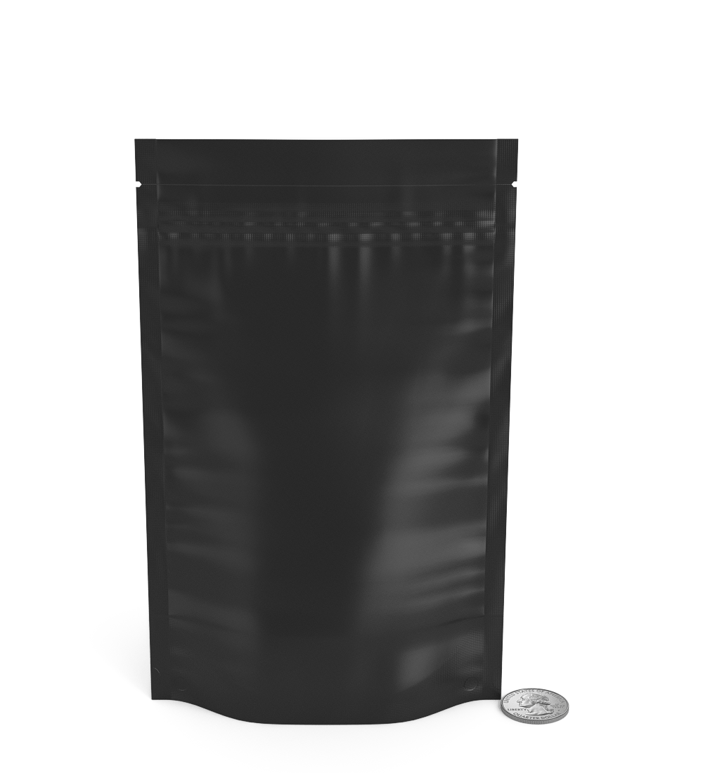 Tamper Evident | Matte Black Vista Mylar Bags (Tear Notch) | 5in x 8.1in - 14g - 1000 Count - 7