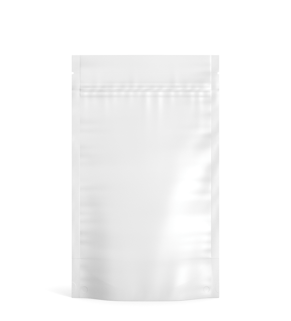 Tamper Evident | Matte White Vista Mylar Bags (Tear Notch) | 5in x 8.1in - 14g - 1000 Count - 1