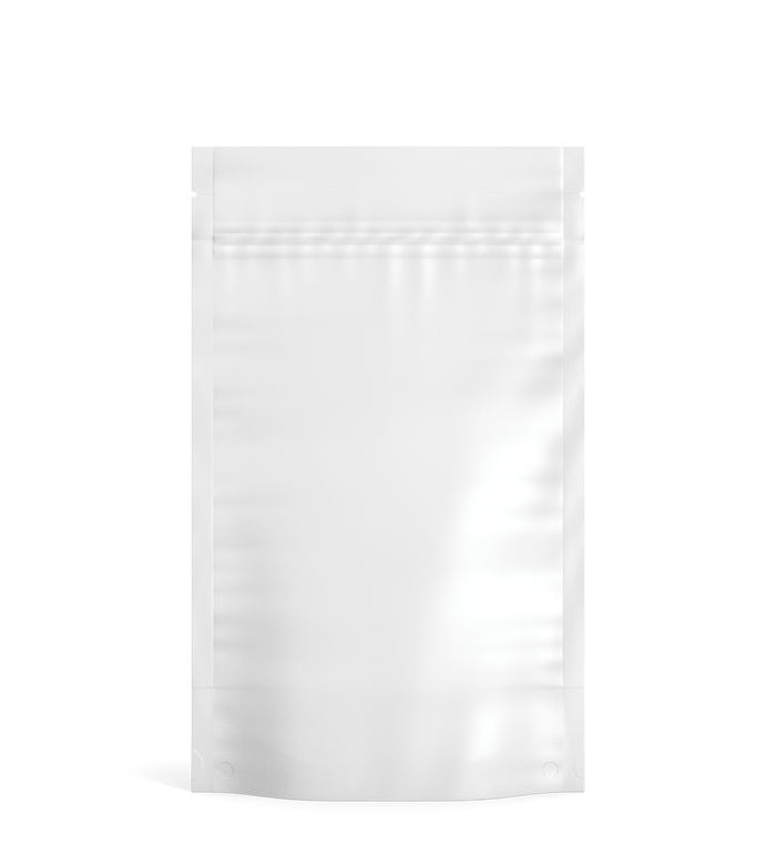 Tamper Evident | Matte White Vista Mylar Bags (Tear Notch) | 5in x 8.1in - 14g - 1000 Count Image