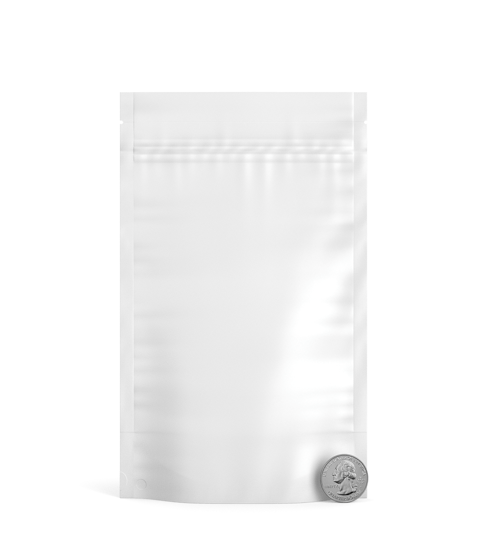 Tamper Evident | Matte White Vista Mylar Bags (Tear Notch) | 5in x 8.1in - 14g - 1000 Count - 6